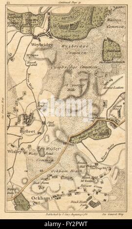 WEYBRIDGE : Byfleet, Ockham, Wisley, Cobham, Walton-on-Thames, Ripley, 1786 map Banque D'Images