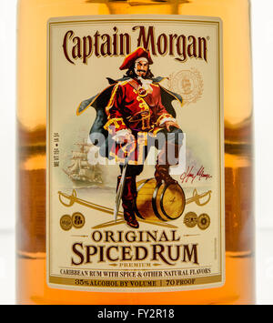 Winneconne, WI - 10 mars 2016 : un gros plan du Capitaine Morgan Spiced Rum Banque D'Images