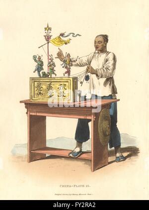 La Chine. Une Raree (marionnette) Show. (Alexandre- robe chinoise & manners) , 1814 Banque D'Images