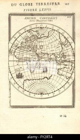 Hémisphère est : l'Europe Asie Afrique. L'Australie incomplète. MALLET, 1683 map Banque D'Images