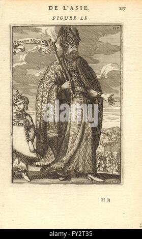 L'empereur moghol AURANGZEB : Mogul empire Moghol. 'Grand Mogol". L'Inde. MALLET 1683 Banque D'Images