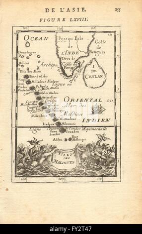 MALDIVES : Male. Atolls. Ceylan (Sri Lanka) . Kanyakumari. MALLET, 1683 Ancien site Banque D'Images