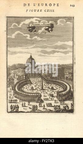 ST PIERRE DE ROME : Piazza et Basilica di San Pietro. La cité du Vatican. MALLET, 1683 imprimer Banque D'Images