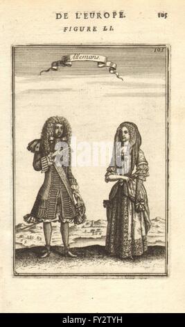 Allemagne : COSTUME homme & femme en robe du 17ème siècle. 'L'Église'. MALLET, 1683 Banque D'Images