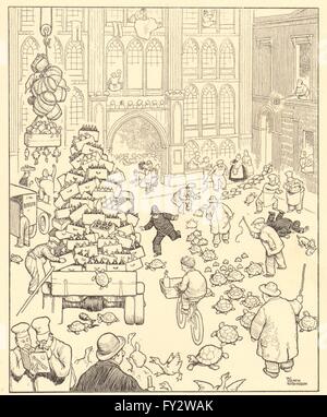 HEATH ROBINSON : Guildhall de Londres à la veille du banquet du lord-maire, 1935 Banque D'Images