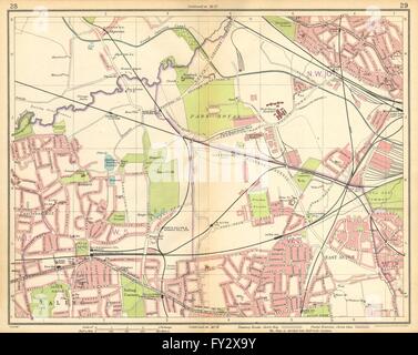 LONDON W:Willesden Leïde Jctn Acton Ealing Alperton Park Royal, 1925 map Banque D'Images