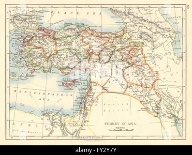 La Turquie ottomane en Asie. Chypre Levant Mésopotamie la Palestine. JOHNSTON, 1899 map Banque D'Images