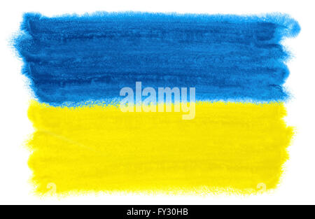 Illustration à l'aquarelle de l'Ukraine d'un drapeau Banque D'Images