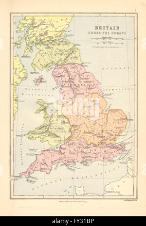 La Bretagne romaine Britannia Secunda Provinces Valentia Prima Flavia Caesar, 1876 map Banque D'Images