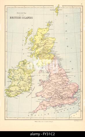 Historique des îles britanniques. Endroits montre/date de batailles clés, 1876 Ancien site Banque D'Images