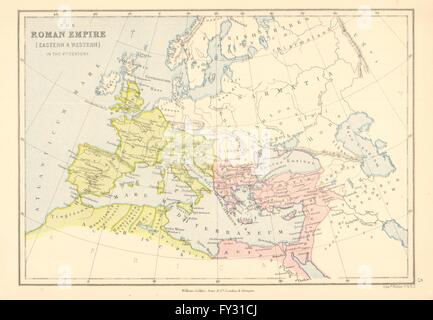 L'EMPIRE ROMAIN. Au 4ème siècle. L'Est et l'Ouest. BARTHOLOMEW, 1876 Ancien site Banque D'Images