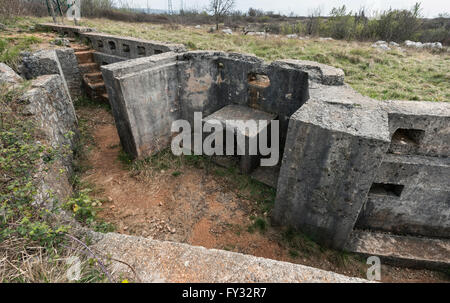 Tranchées sur le Monte San Michele, poste militaire de la Première Guerre mondiale, Isonzo batailles, province de Gorizia, Frioul-Vénétie Julienne, Italie Banque D'Images