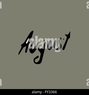 Texte dessiné à la main d'août. Illustration de Vecteur