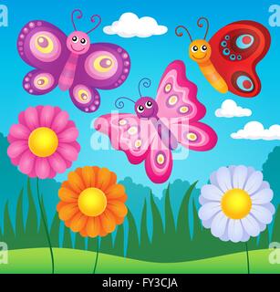 Heureux papillons image Thème 3 - photo illustration. Banque D'Images