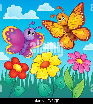 Thème libre 7 papillons heureux - photo illustration. Banque D'Images