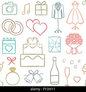 Hand drawn vector transparente motif de fond connexes mariage Illustration de Vecteur