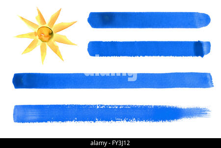 Illustration à l'aquarelle de l'Uruguay d'un drapeau Banque D'Images