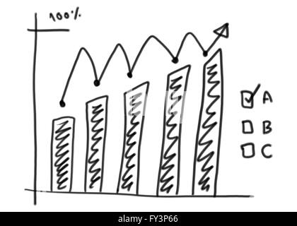 Graphique à barres d'affaires créer dans la conception et la croissance à la main pour la mesure de la performance flèche idée. Banque D'Images