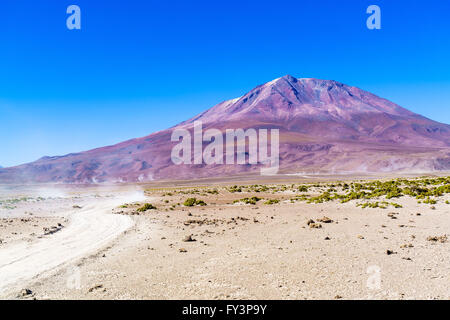 Vue de cratère colorés de volcan en parc national, la Bolivie Banque D'Images