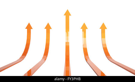 Illustration 3d d'orange rising flèches Banque D'Images