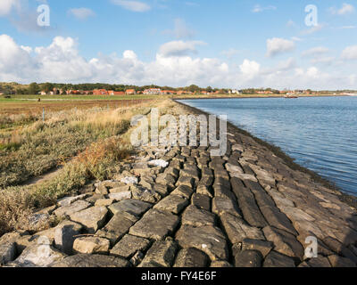 Digue et Waddensea côte de l'ouest de l'île de la Frise Vlieland dans la province de Frise, Pays-Bas Banque D'Images