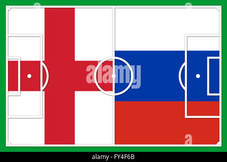 Euro 2016 - Groupe b angleterre Russie - terrain de football contours Banque D'Images