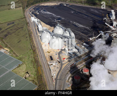 Vue aérienne de la centrale à biomasse chez Drax Power Station, Yorkshire, UK Banque D'Images