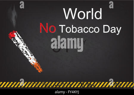 Aucun signe de fumer sur grunge fond pour le 31 mai Journée mondiale sans tabac. La craie sur tableau noir de style et d'avertissement et noir rayures Banque D'Images