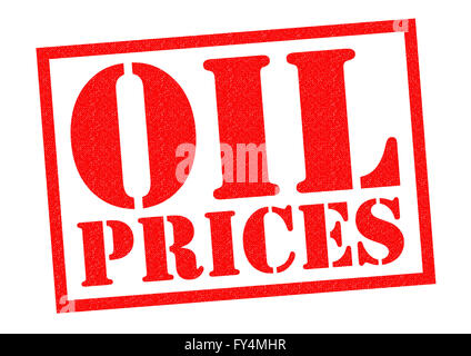 Les prix du pétrole de tampon en caoutchouc rouge sur un fond blanc. Banque D'Images