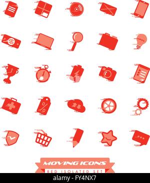 Ensemble d'icônes rouges en mouvement rapide avec des traînées de vitesse Illustration de Vecteur