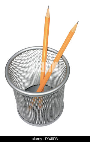 Porte-crayons en isolé sur fond blanc Banque D'Images