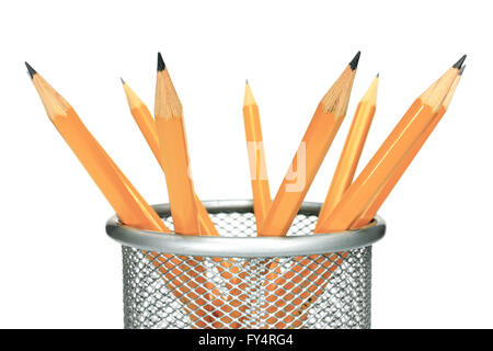 Porte-crayons en isolé sur fond blanc Banque D'Images