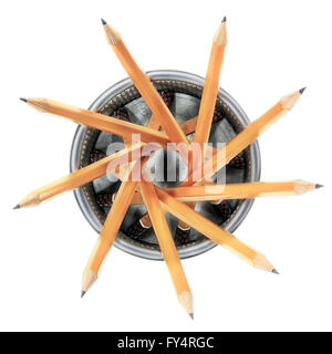 Porte-crayons en isolé sur fond blanc Banque D'Images