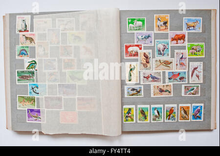 Collection de timbres-poste dans un album du Vietnam Banque D'Images