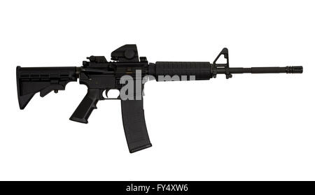 AR15 M4A1 Style USA Arme Fusil automatique Combat isolé sur blanc Photographies de patriotisme liberté concept Banque D'Images