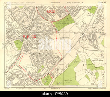 Sud-est de Londres. Woodside Norwood sud Elmer's Fin Anerley. BACON, 1928 map Banque D'Images