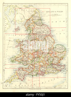 L'ANGLETERRE ET AU PAYS DE GALLES. Comtés. Westmorland. Les câbles télégraphiques. JOHNSTON, 1906 map Banque D'Images