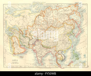 Politique de l'Asie. Hedjaz Siam perse Chine Japon Corée Turkestan. JOHNSTON 1906 map Banque D'Images