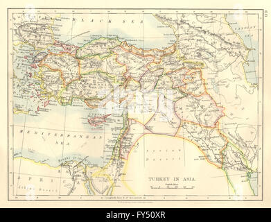 La Turquie ottomane en Asie. Chypre Levant Mésopotamie la Palestine. JOHNSTON, 1906 map Banque D'Images