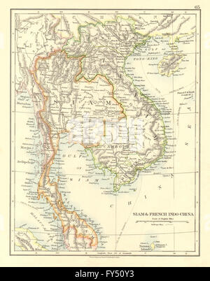 L'Indochine française et SIAM. La Thaïlande. Birmanie Cambodge l'Annam. JOHNSTON, 1906 map Banque D'Images