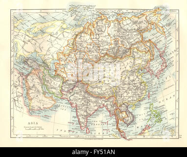 Politique de l'Asie. Hedjaz Siam perse Chine Japon Inde britannique. JOHNSTON, 1920 map Banque D'Images