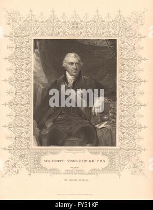 SIR JOSEPH BANKS. Le Président de la Société royale. Naturaliste. TALLIS, old print 1849 Banque D'Images