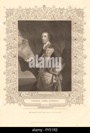 L'histoire britannique. Lord George Rodney. Bataille des Saintes. TALLIS, 1849 imprimer Banque D'Images