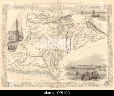 PUNJAB & BELOOCHISTAN CABOOL. Pakistan Afghanistan Kaboul.TALLIS/RAPKIN, 1849 map Banque D'Images