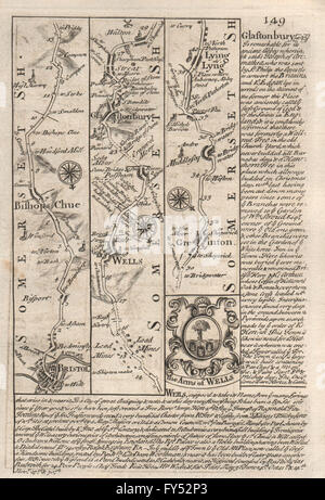 Glastonbury-Walton Greinton-Lyng Bristol-Wells--route par Owen & BOWEN 1753 Banque D'Images