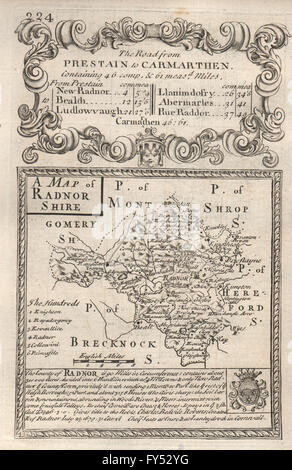 'Une carte de Radnor Shire'. Carte du comté de J. OWEN & E. BOWEN. Radnorshire, 1753 Banque D'Images