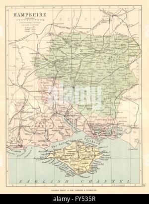 HAMPSHIRE : carte du comté d'antiquités. Les canaux des routes chemins de circonscriptions. PHILIP 1884 Banque D'Images