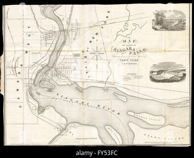 "La proximité des chutes du Niagara". Plan de la ville de Tunis' Guide. FAIRBANK, 1869 map Banque D'Images