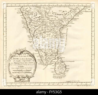 'Suite de l'Inde en deçà du Gange' Sud Inde Sri Lanka Ceylan. BELLIN carte 1758 Banque D'Images