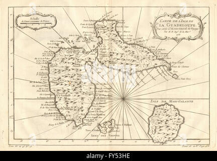 'Île de la Guadeloupe". Marie-Galante & îles des Saintes. BELLIN, 1758 map Banque D'Images